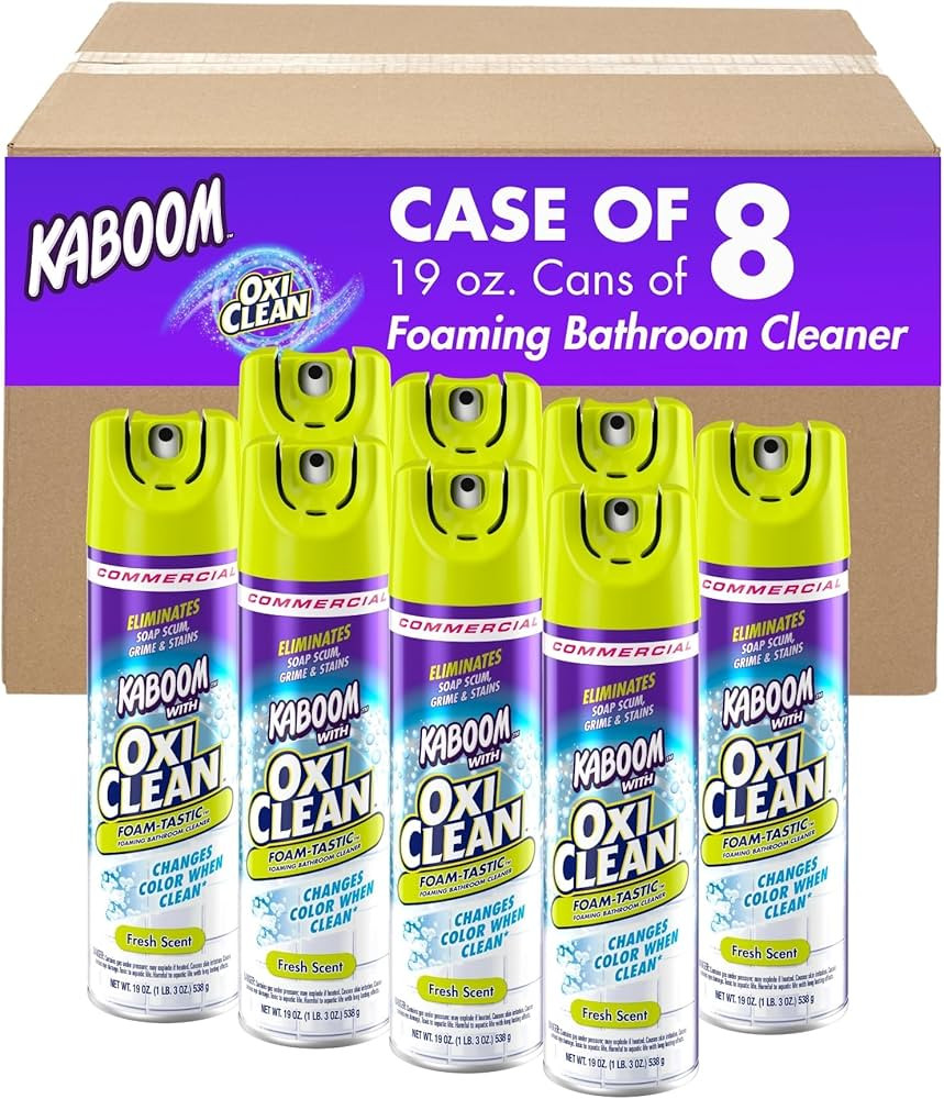 Kaboom 5703700071CT Foamtastic Bathroom Cleaner, Fresh Scent, 19 oz Spray Can, 8/Carton | Amazon (US)