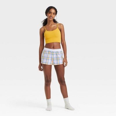 Women's Rainbow Plaid Foldover Waistband Boxer Sleep Shorts - Colsie™ | Target
