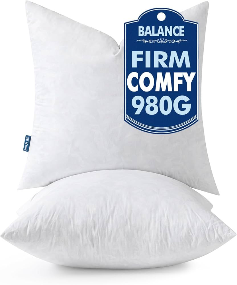 MIULEE Pillow Inserts 22x22 Inch Set of 2, Feather Mix Polycotton with Cotton Fabric Square Decor... | Amazon (US)