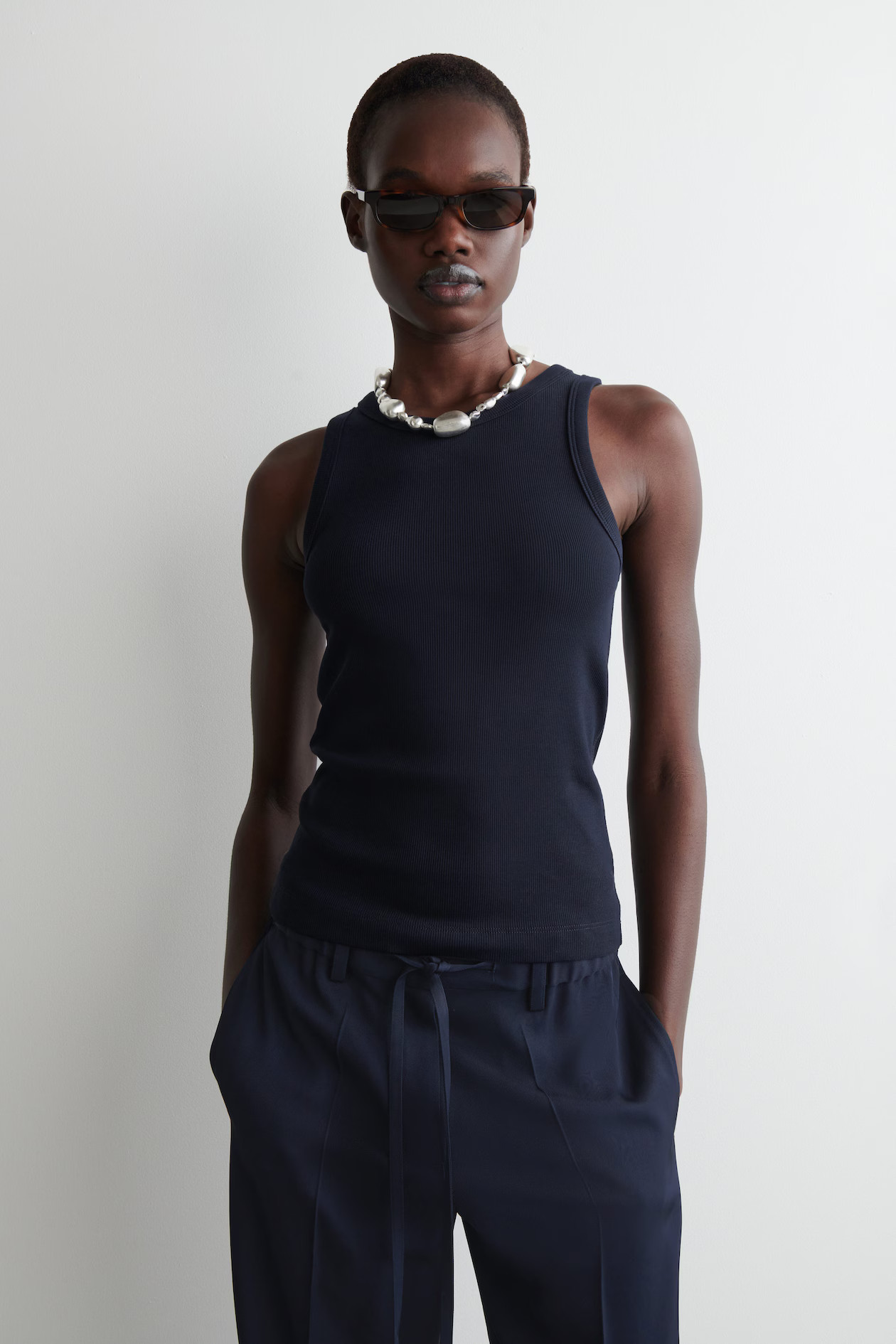 RIBBED TANK TOP - NAVY | COS UK