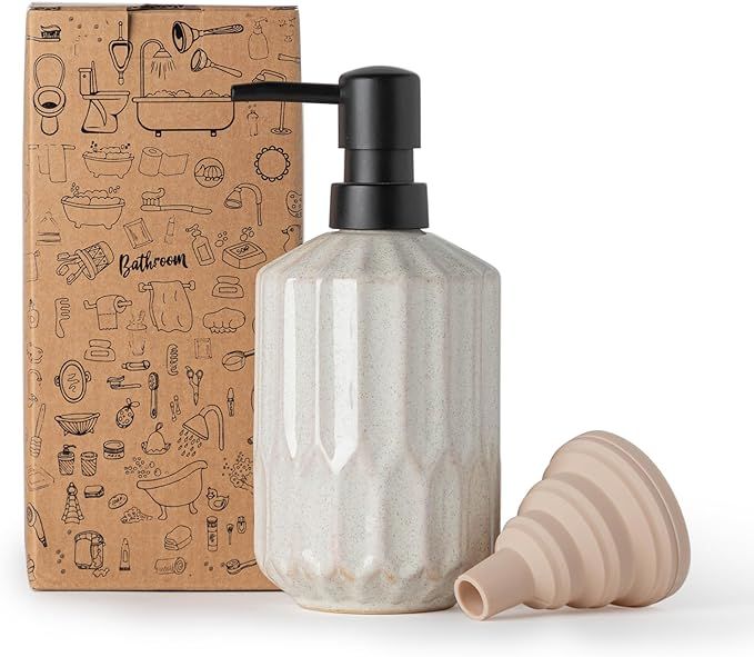 Fun Elements Bathroom Soap Dispenser, 16 Oz Luxurious Hand soap Dispenser for Bathroom, Ceramic L... | Amazon (US)