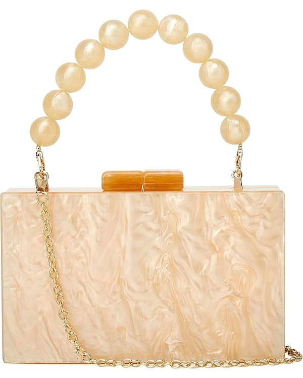 Acrylic Evening Handbag Beads Bag for Women Graceful Shoulder Bag Satchel Marble Clutch Purses fo... | Amazon (US)