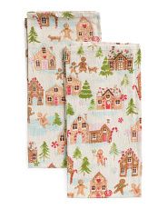 Set Of 2 Storybook Gingerbread Kitchen Towels | TJ Maxx