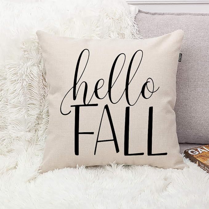 GTEXT Hello Fall Modern Farmhouse Autumn Throw Pillow Cover Farm Decorative Couch Pillow Cases Co... | Amazon (US)