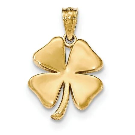 14k Yellow Gold 4 Leaf Clover Pendant Charm Necklace Good Luck Italian Horn Celtic Claddagh Fine Jew | Walmart (US)