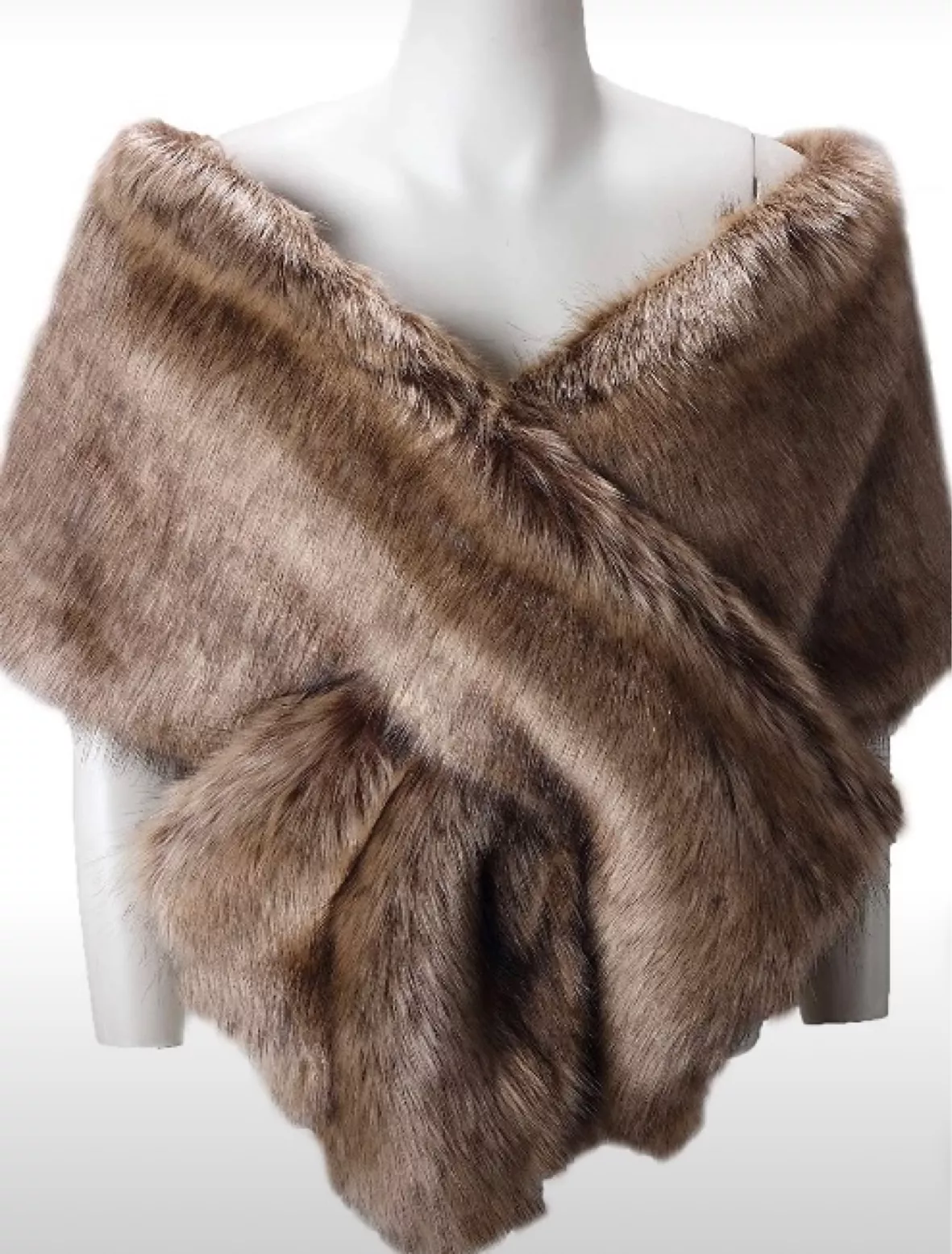 Caracilia Women's Faux Fur Coat Wedding Cloak Cape Shawl for