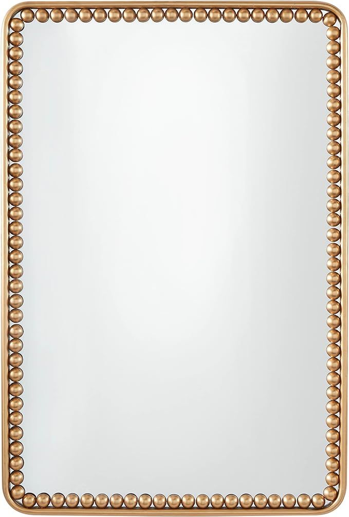 Deco 79 Metal Wall Mirror with Beaded Detailing, 24" x 2" x 36", Gold | Amazon (US)