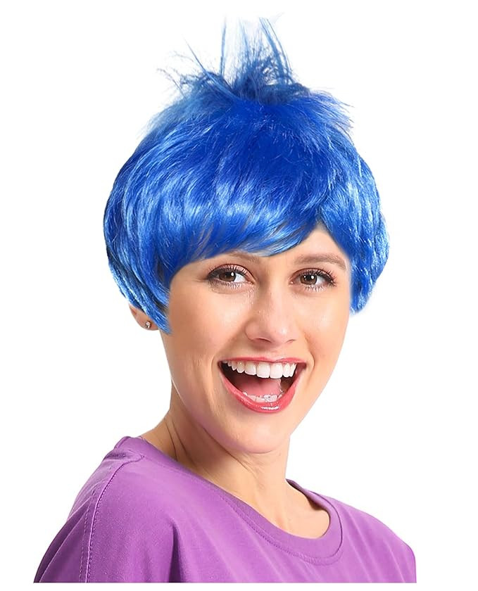 Blue Pixie Wig Blue Joy Wig Pixie Costume Wig Short Blue Wig Fairy Joy Costume Wig - One Size | Amazon (US)