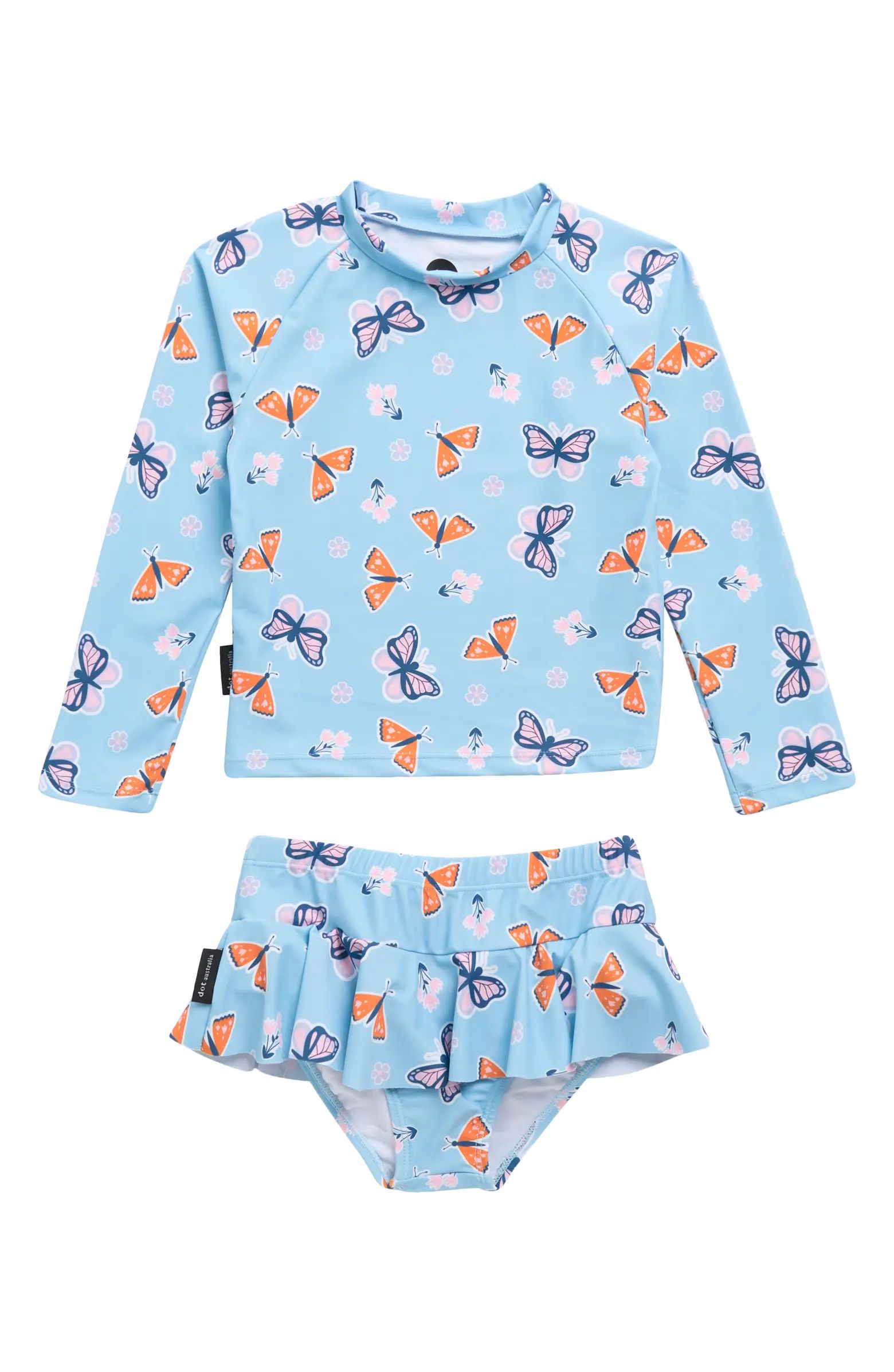 Kids' Butterfly Two-Piece Rashguard Swimsuit Set | Nordstrom Rack