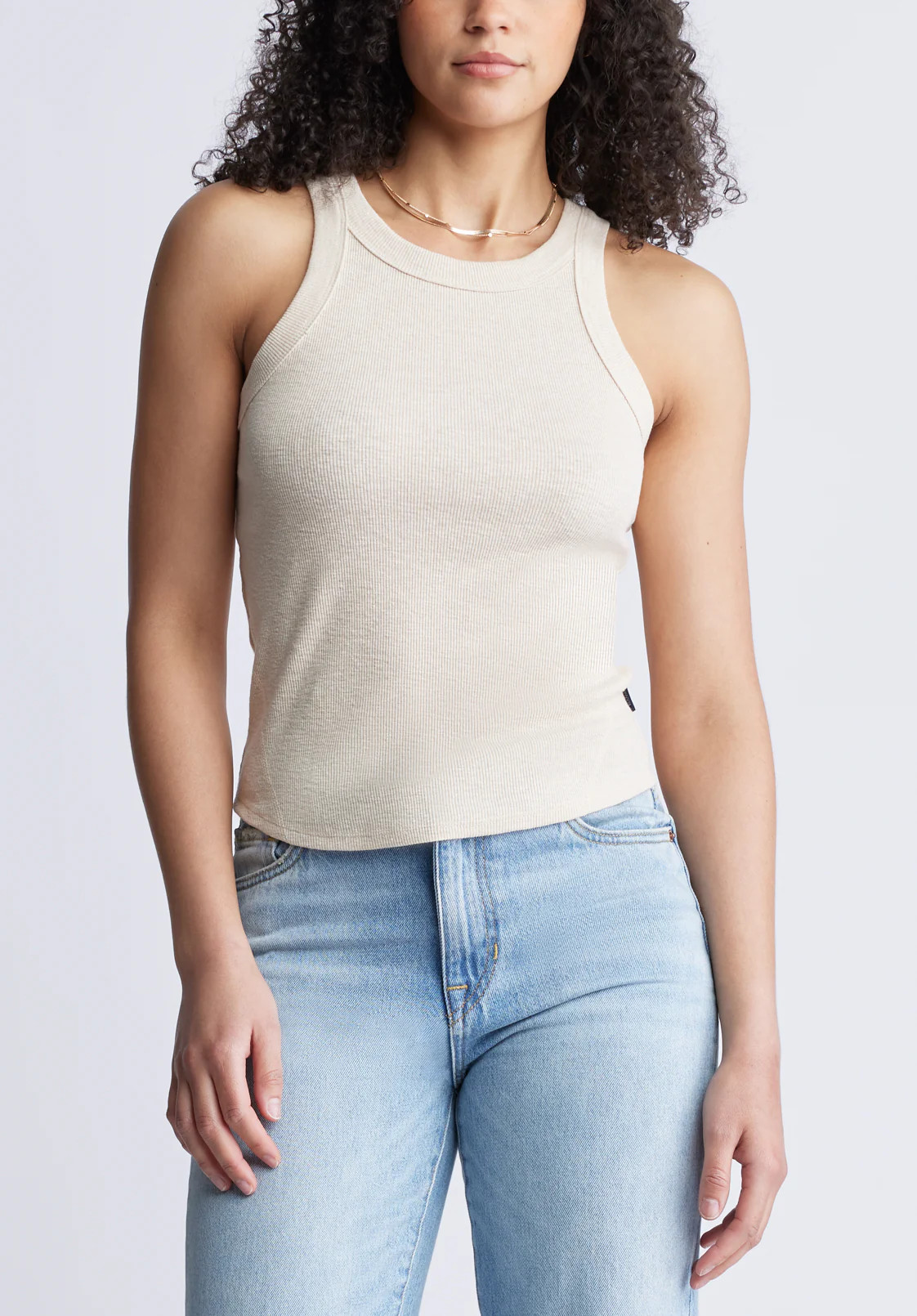 Regine Women's Ribbed Tank Top, Beige - KT0141S | Buffalo David Bitton