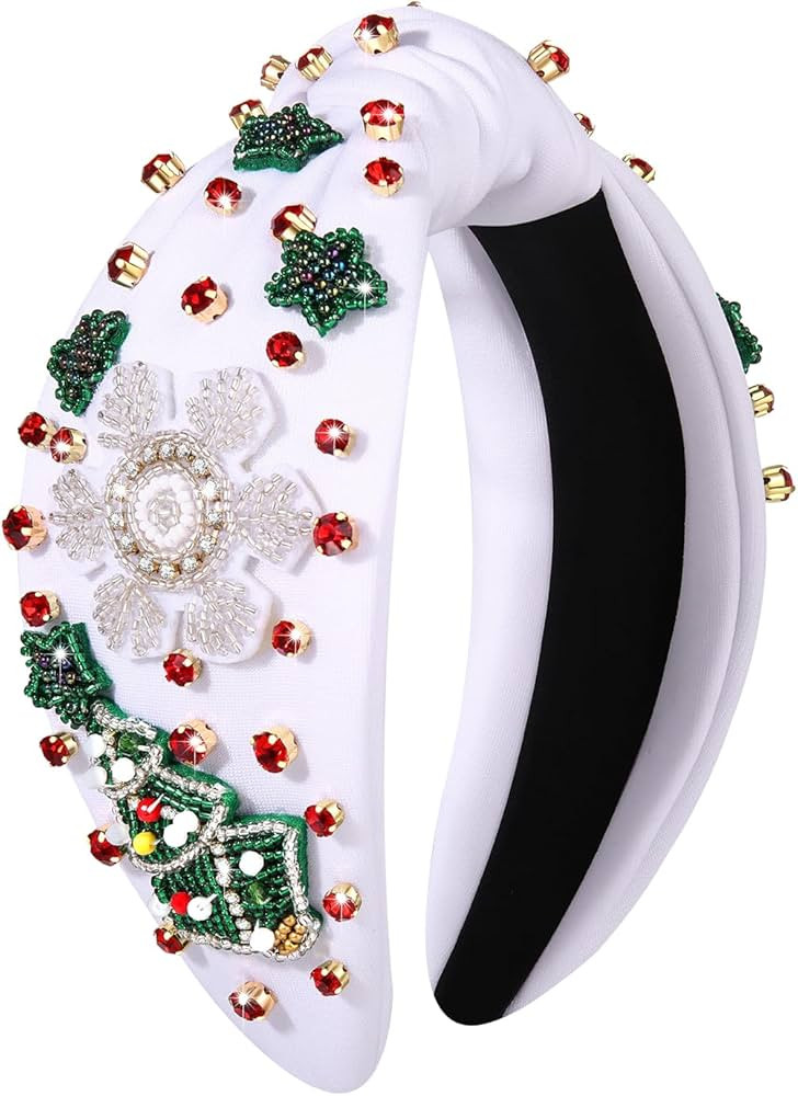 boderier Christmas Headbands for Women Beaded Christmas Tree Snowflake Headband Jeweled Crystal E... | Amazon (US)