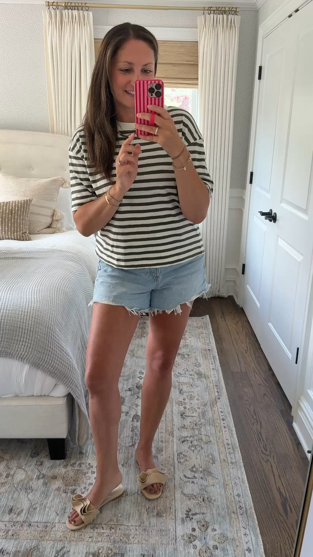 Today’s OOTD! Love this striped tee and I’ve had these denim shorts for years. Necklace is a must for summer! So fun to layer.

#LTKootd #LTKvlog #LTKdayinmylife