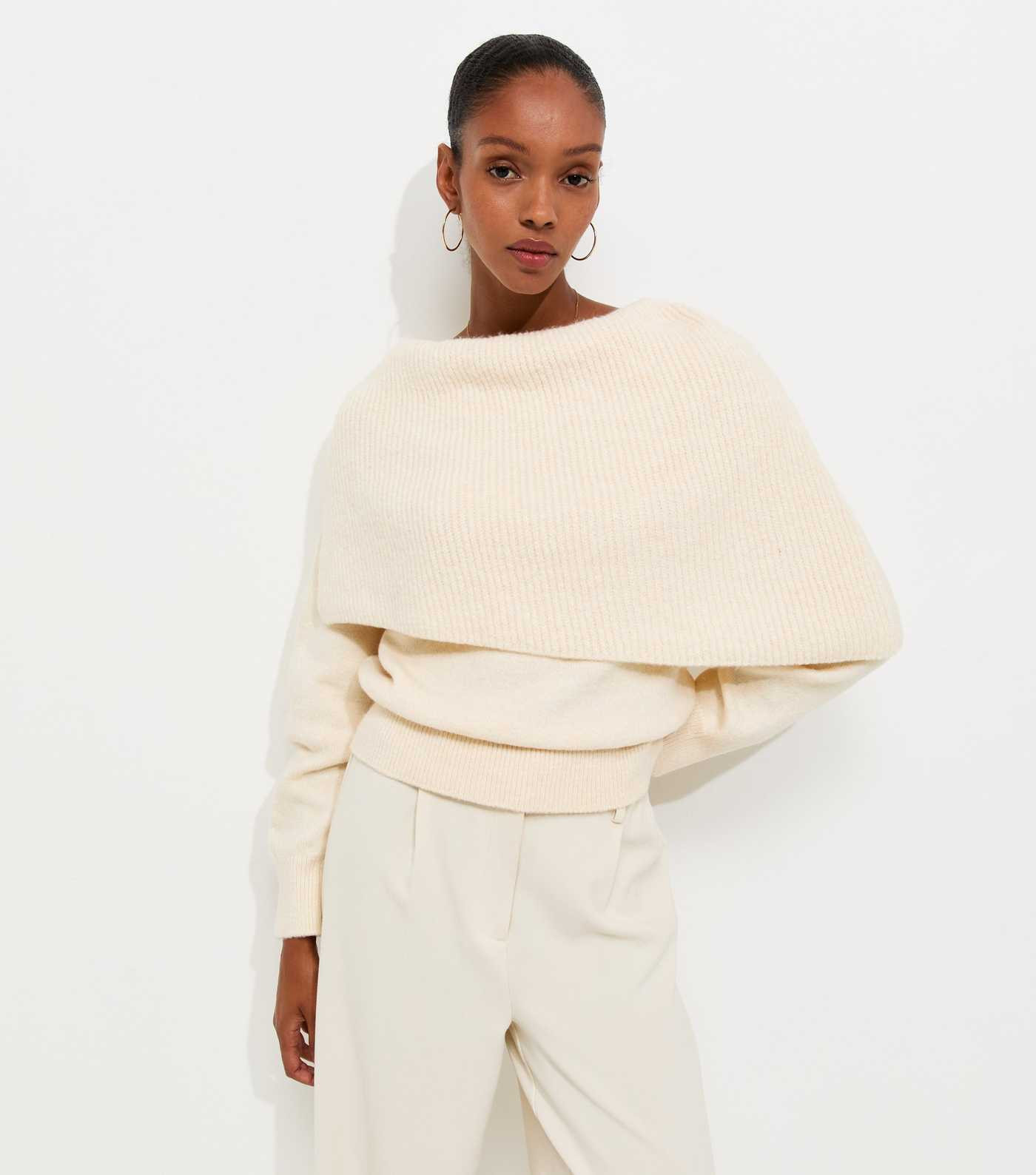 Cream Ribbed Cape Jumper | New Look | New Look (UK)