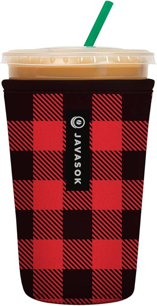 Sok It Java Sok Iced Coffee & Cold Soda Insulated Neoprene Cup Sleeve (Buffalo Check, Medium: 24-... | Amazon (US)