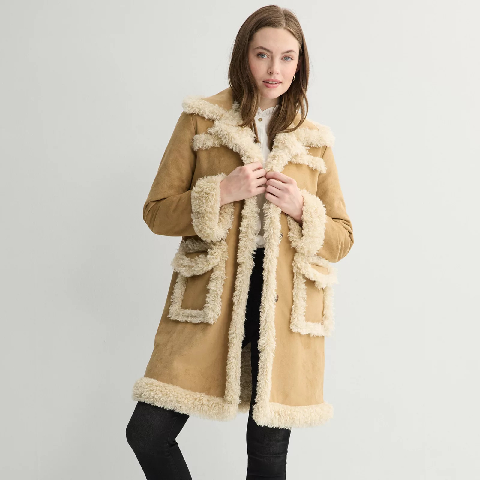 Women's Farmers Market Faux Fur Lined Suede Jacket | Kohl's