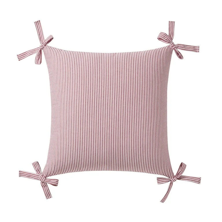 My Texas House 20" x 20" Red Pinstripe Corner Bows Decorative Pillow Cover | Walmart (US)