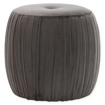 TOV Furniture™ Sommer Velvet Upholstered Ottoman in Grey | Bed Bath & Beyond