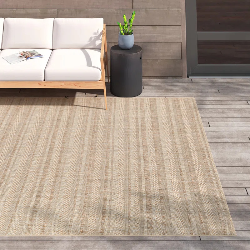 Carllene Bellino Striped Tan Indoor/Outdoor Area Rug | Wayfair North America