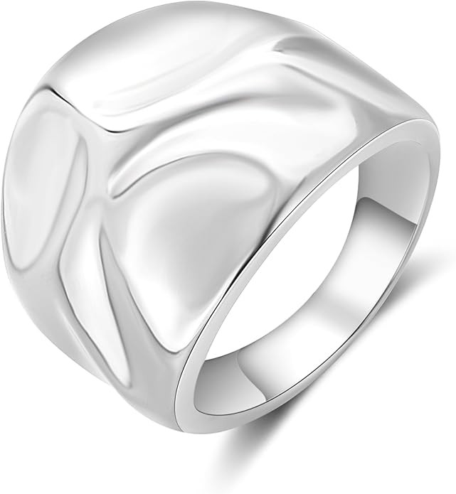 Chunky Rings for Women Gold and Silver Statement Rings Mask Dome Gold Plated Fashion Band Ring Co... | Amazon (US)