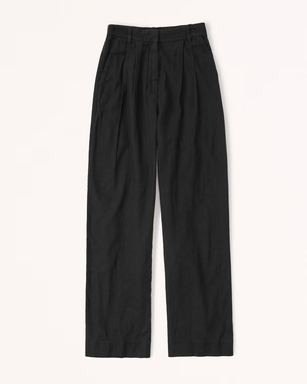 Linen-Blend Tailored Wide Leg Pant | Abercrombie & Fitch (US)