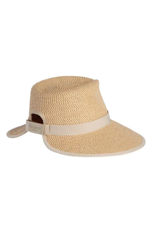Eric Javits Sun Crest Packable Hybrid Straw Fedora Visor in Peanut at Nordstrom | Nordstrom