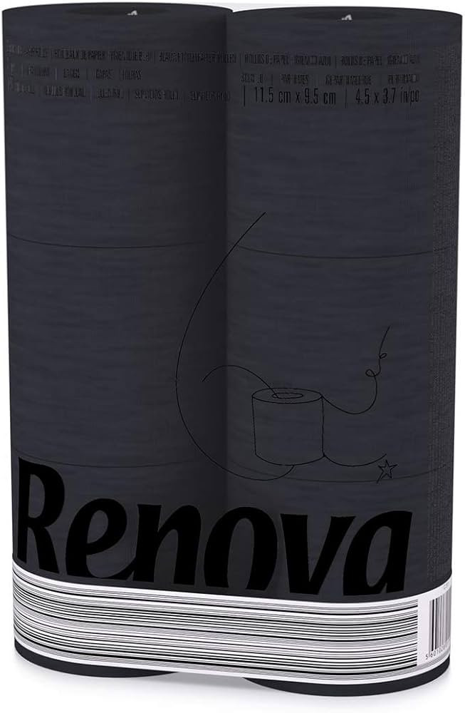 Renova H&PC-53742 3 Ply Soft Black Toilet Loo Tissue (6 Pack) | Amazon (US)