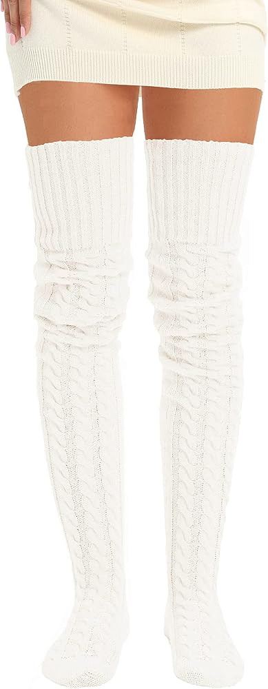 Women's Thigh High Knitted Winter Boot Socks Vintage Extra Long Leg Warmer Over Knee High Stockin... | Amazon (US)