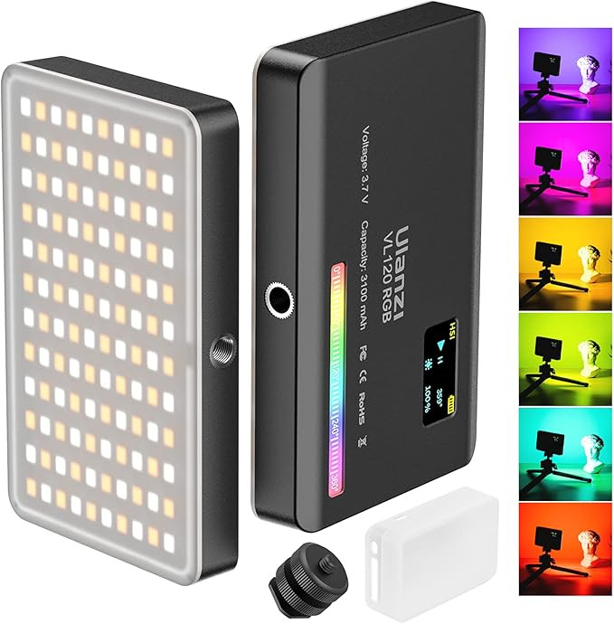 ULANZI VL120 RGB Light For Video Camera, Portable 3100mAh Battery, 360 Full Color 20 Light Effect... | Amazon (US)