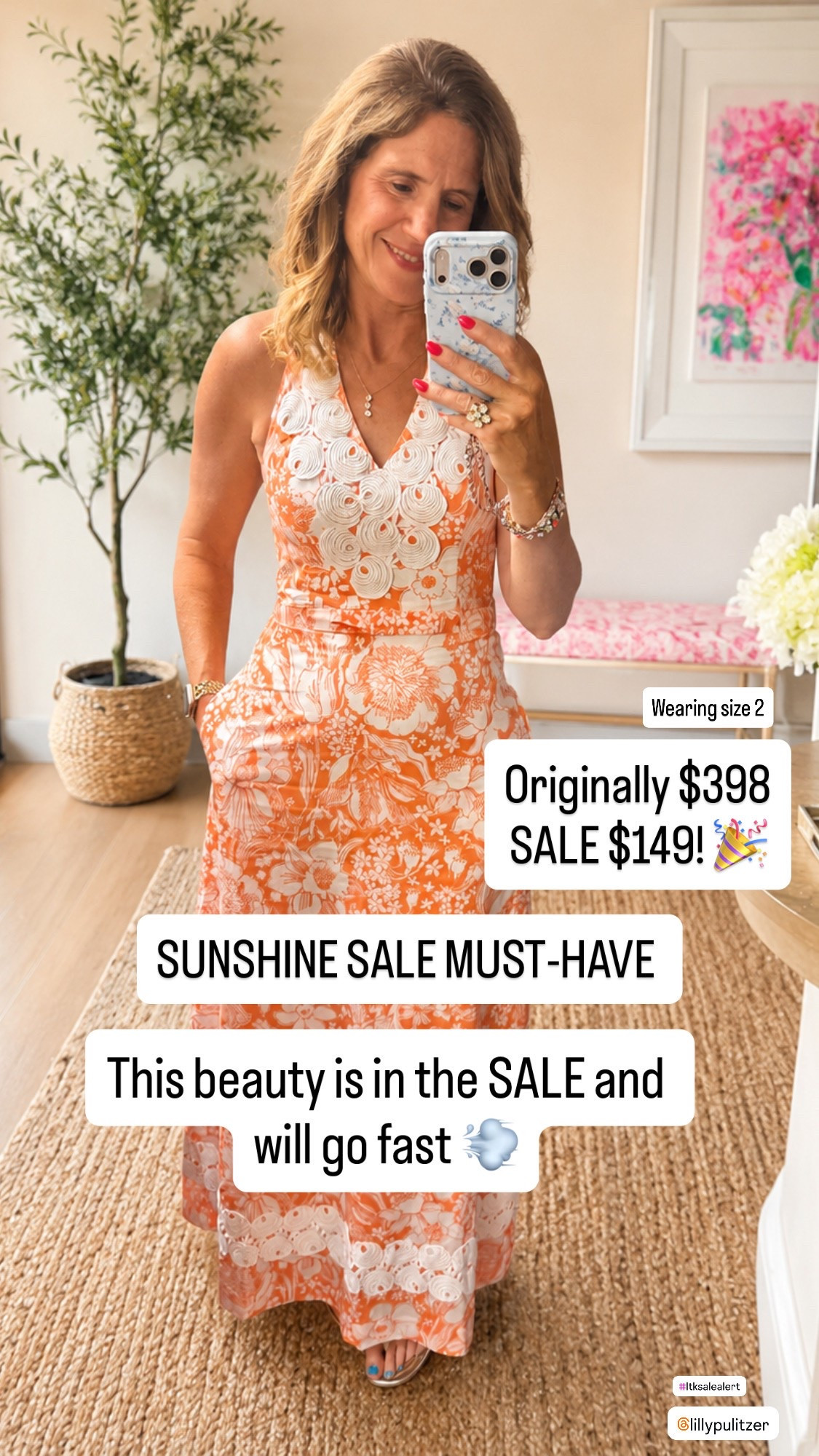 Maxi Dress 

☀️ LILLY SUNSHINE SALE MUST-HAVE! ☀️

This one is SO good! This gorgeous Lilly Pulitzer maxi was originally $398 and will be just $149 during the Sunshine Sale! 🎉

This was a must-have for so many when it was released, and at this sale price I expect it to go quickly. The detailing is absolutely beautiful and makes it such a special piece.

Perfect for:
✨ Special occasions
🌴 Resort vacations
🚢 Cruise dinners
🥂 Date nights & celebrations

I’m wearing a SIZE 2 and absolutely love the fit. I’m already looking forward to wearing this beauty again on our Christmas vacation! 🌴

If this one has been sitting on your wish list, THIS is the time! 💕

#LTKStyleTip #LillyPulitzer #LillyPulitzerStyle #SunshineSale #LillySunshineSale #ResortWear #ResortStyle #CruiseStyle #CruiseOutfit #VacationStyle #MaxiDress #SpecialOccasionStyle #ColorfulStyle 

Lilly Pulitzer Sunshine Sale, Lilly Pulitzer sale, Lilly Pulitzer maxi dress, orange maxi dress, floral maxi dress, resort wear, resort wear for women, cruise outfits, cruise dinner outfit, cruise wear, vacation dress, tropical vacation outfit, special occasion dress, destination wedding guest dress, vacation outfit beach

#LTKTravel #LTKSeasonal #LTKSaleAlert #LTKOver40 #LTKWedding