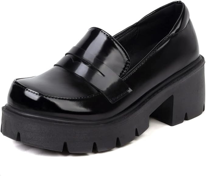Womens Mary Janes Comfort Loafers Platform Chunky Mid-Heel Classic Round Toe Slip-on Uniform Dres... | Amazon (US)
