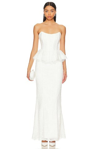 V. Chapman Waverly Corset Gown in White Chantilly Lace from Revolve.com | Revolve Clothing (Global)