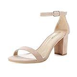 Eunicer Women's Classic High Nude Heel Chunky Sandals with Ankle Strap Block Heel Dress Shoes | Amazon (US)