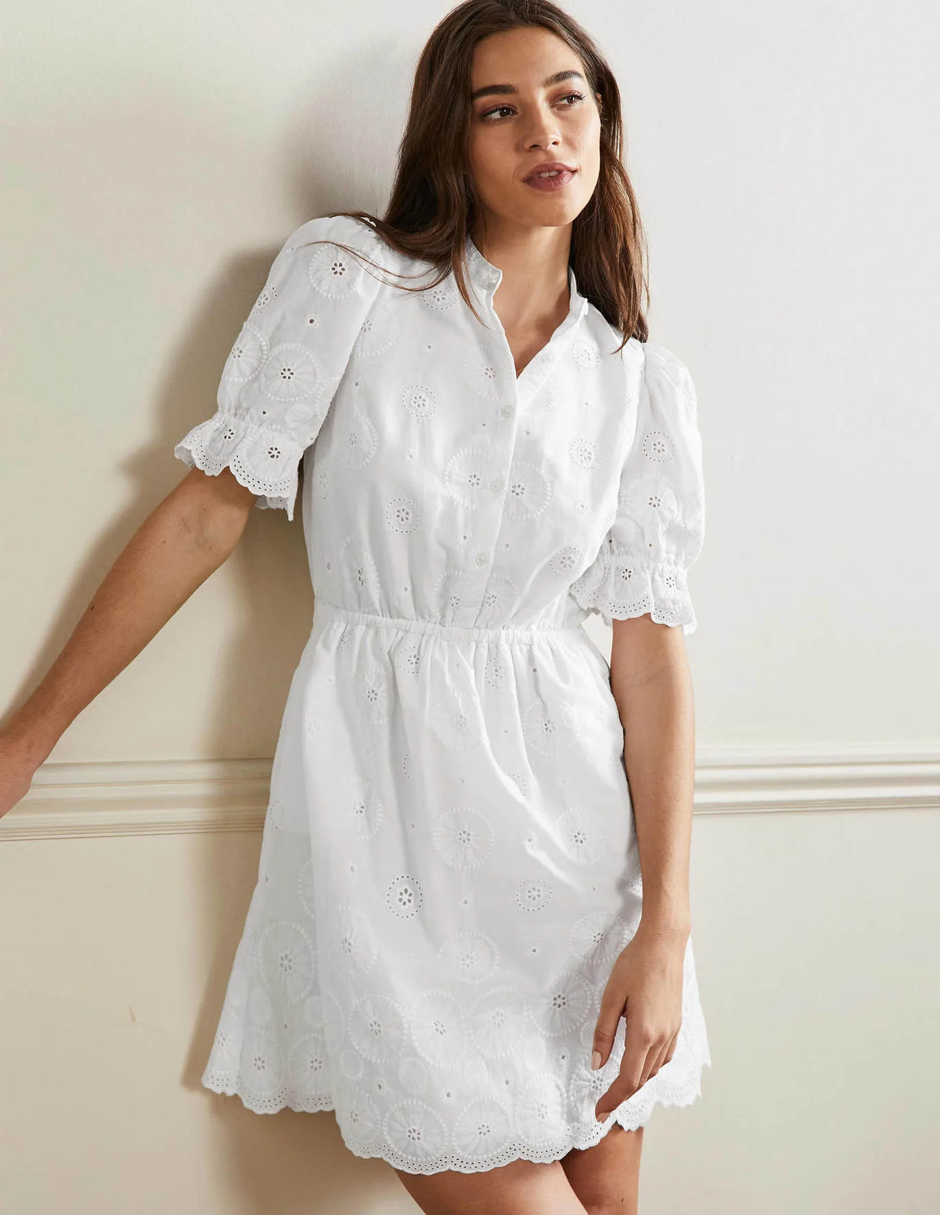 Puff Sleeve Broderie Dress | Boden (UK & IE)
