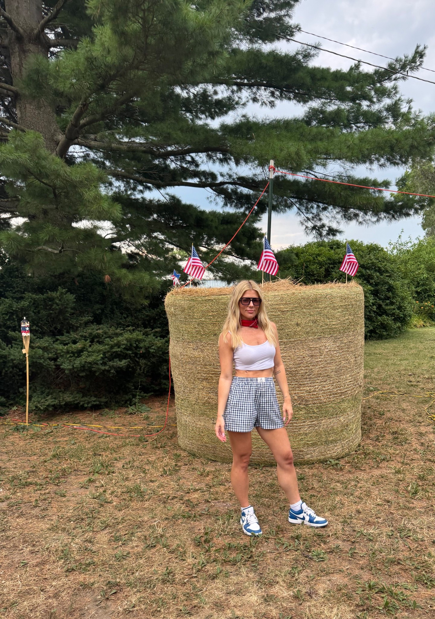 Red white and blue. Fourth of July outfit. Jordan’s 