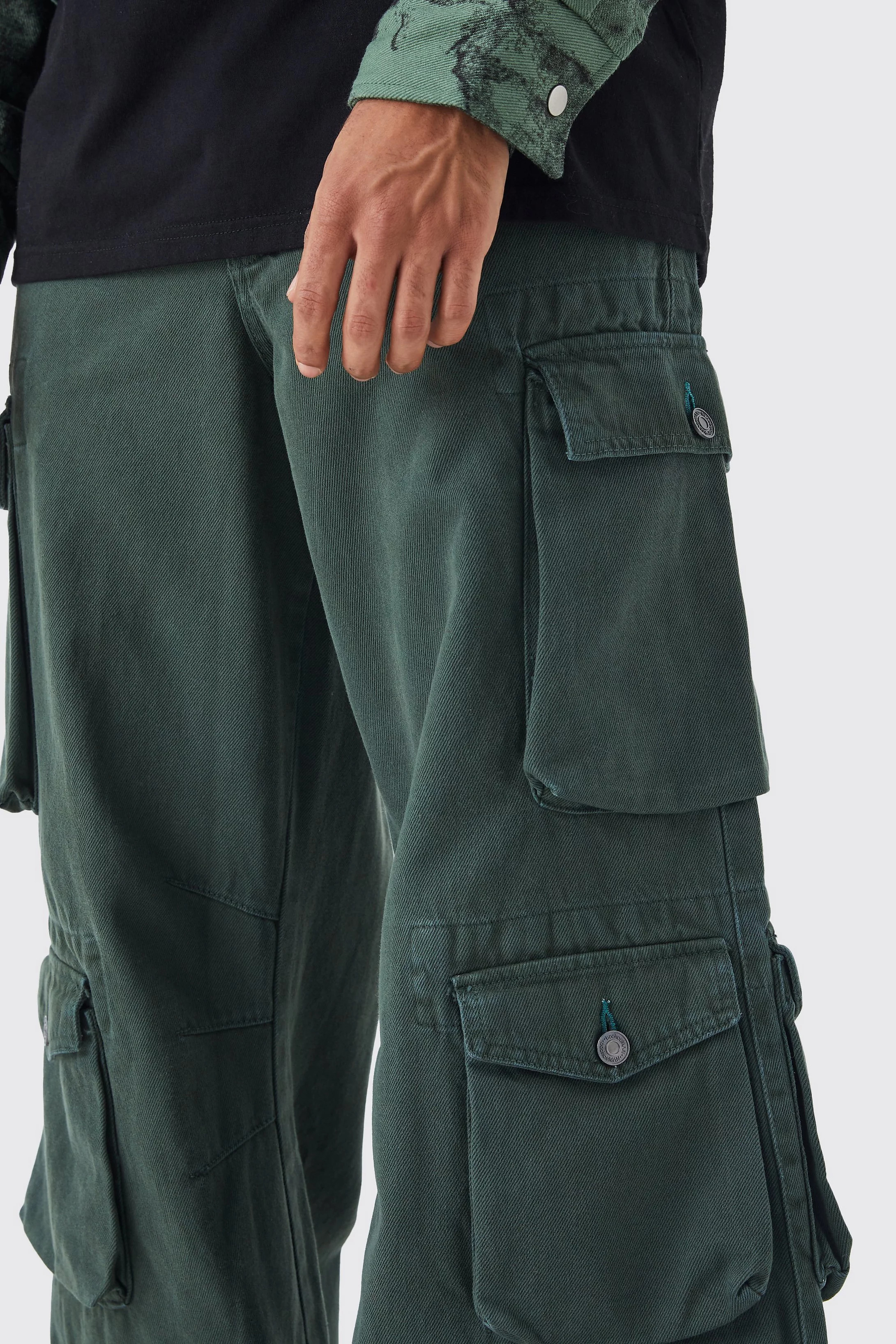 Extreme Baggy Rigid Multi Cargo Pocket Acid Wash Jean | boohooMAN (US & Canada)