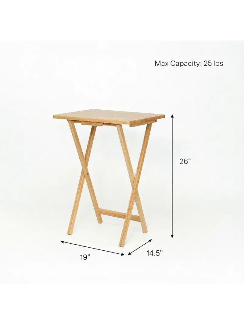 Mainstays Rubberwood Folding TV Tray Table, Natural | Walmart (US)