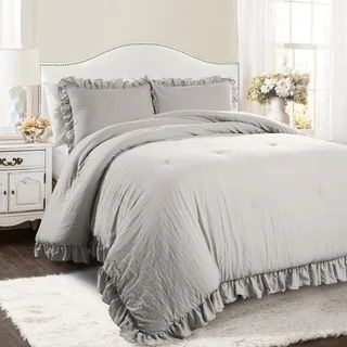 Lush Decor Reyna 3 Piece Comforter Set (Light Gray - King) | Bed Bath & Beyond