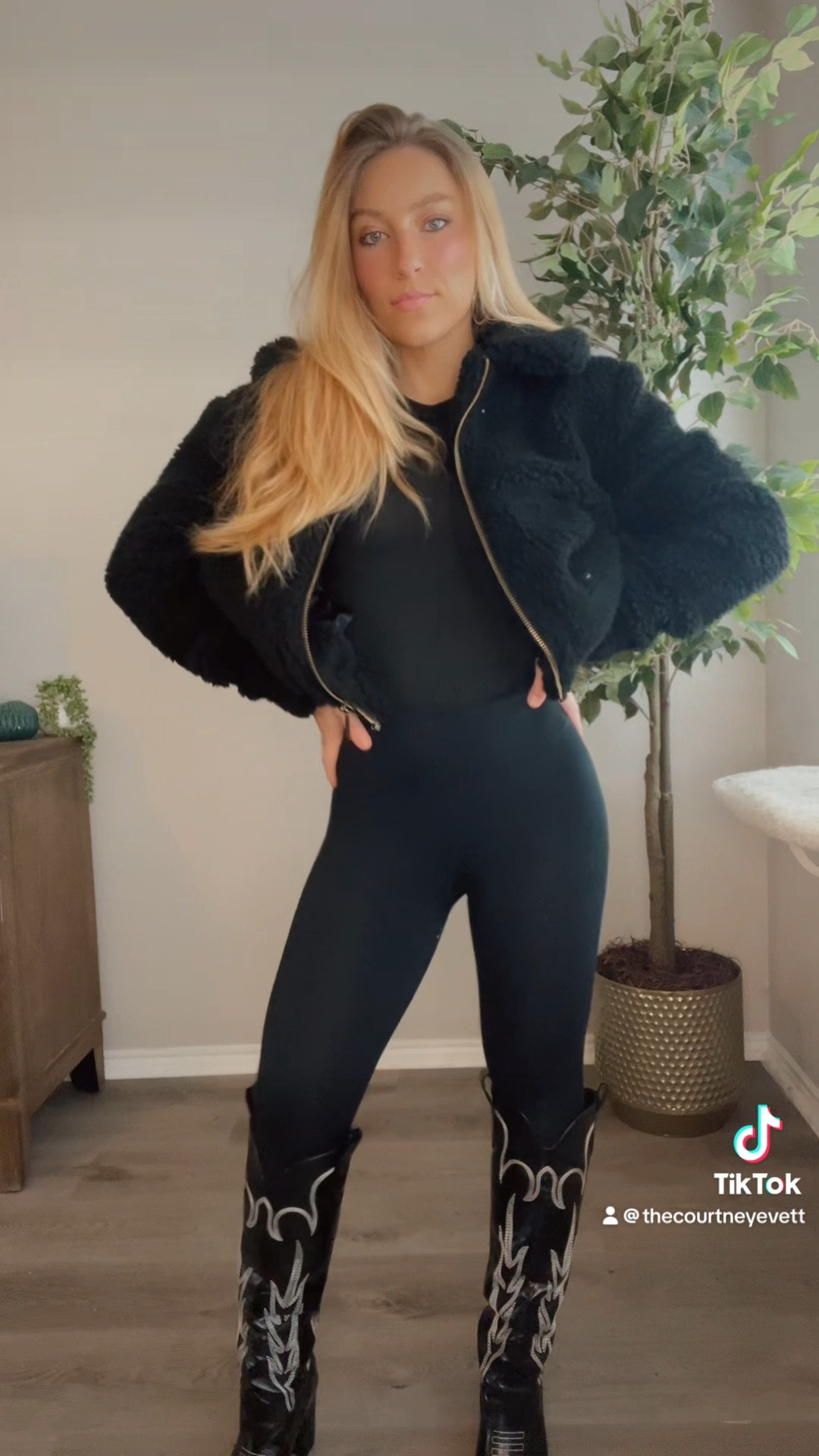 Winter outfit idea 🖤 Layering in all black this winter - Teddy Jacket | Winter Jacket - LuLulemon Leggings - Cowboy Boots - Amazon Long Sleeve Top - vanilla perfume | Phlur Vanilla Skin - Ambery Vanilla | Dossier | YSL Black Opium - Silver hoop Earring - Elf Lip Oil - NYX Lip Oil #winteroutfit #outfitideas #winterjacket 

#LTKSeasonal #LTKHoliday #LTKStyleTip