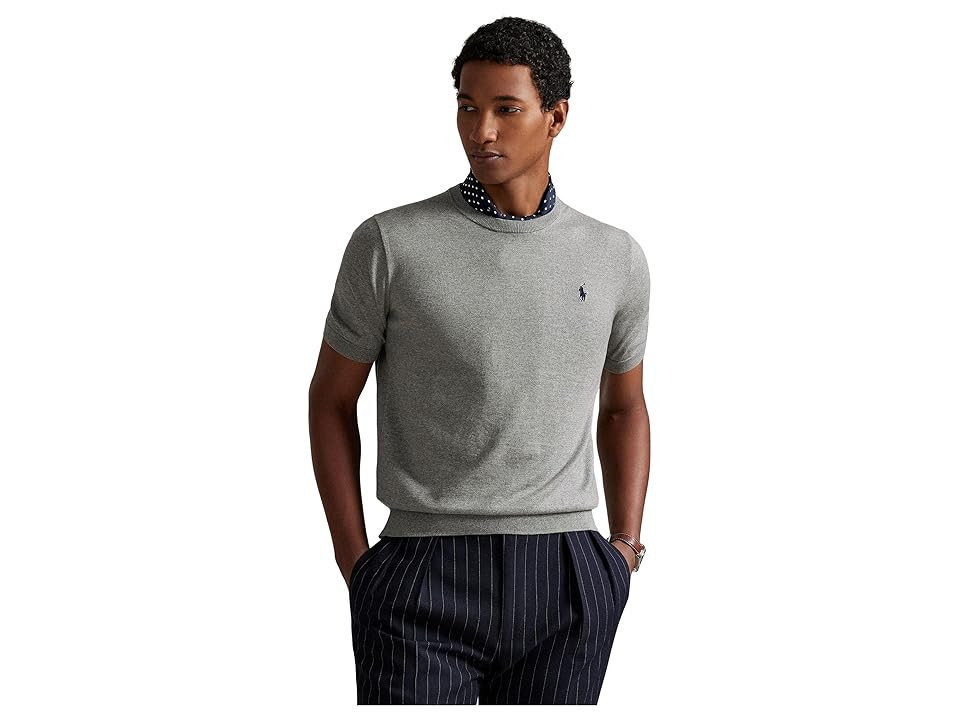 Polo Ralph Lauren Cotton Crewneck Short-sleeve Sweater Men's Sweater Fawn Grey Heather : 2XL | Zappos