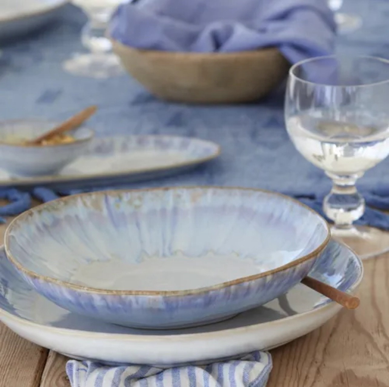 Luxury dishware from Portugal including salad and dinner plates, serving tray, vase, pitcher and more. Costa Nova’s Brisa collection is artisan quality using the finest ceramic materials. The blend of blues and whites are reminiscent of the canals and sandy beaches that make up the region.

Finishes by hand and available in Ria Blue or Salt

#LTKGiftGuide #LTKHome