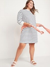 Loose Vintage Striped Long-Sleeve T-Shirt Dress for Women | Old Navy (US)