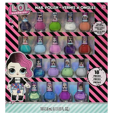 L.O.L Surprise! Townley Girl Non-Toxic Peel-off Nail Polish Set for Girls Ages 5+ 18 CT | Walmart (US)