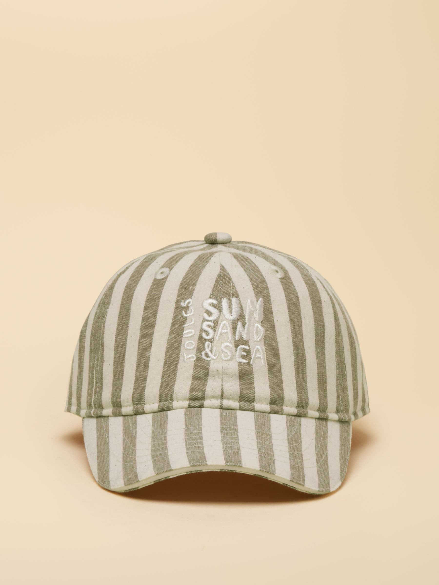 Joules Joules Kids' Daley Green Ecru Stripe Baseball Cap | Next US