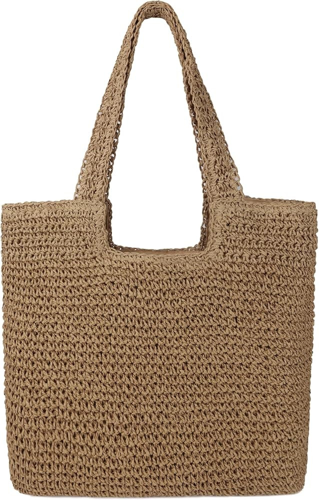 Women Large Straw Beach Bag Handmade Woven Shoulder Bags Hobo Tote Handbag Purse for Summer | Amazon (US)