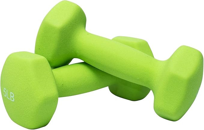 Set of 2 each 5 lb Green Neoprene Coated Dumbbells Pair Hand Weights All-Purpose, Home Gym, Exerc... | Amazon (US)