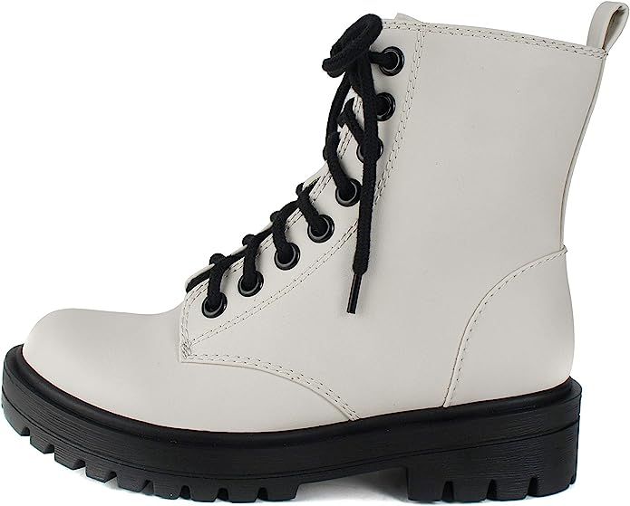 SODA Firm - Lug Sole Combat Ankle Bootie Lace up w/Side Zipper | Amazon (US)