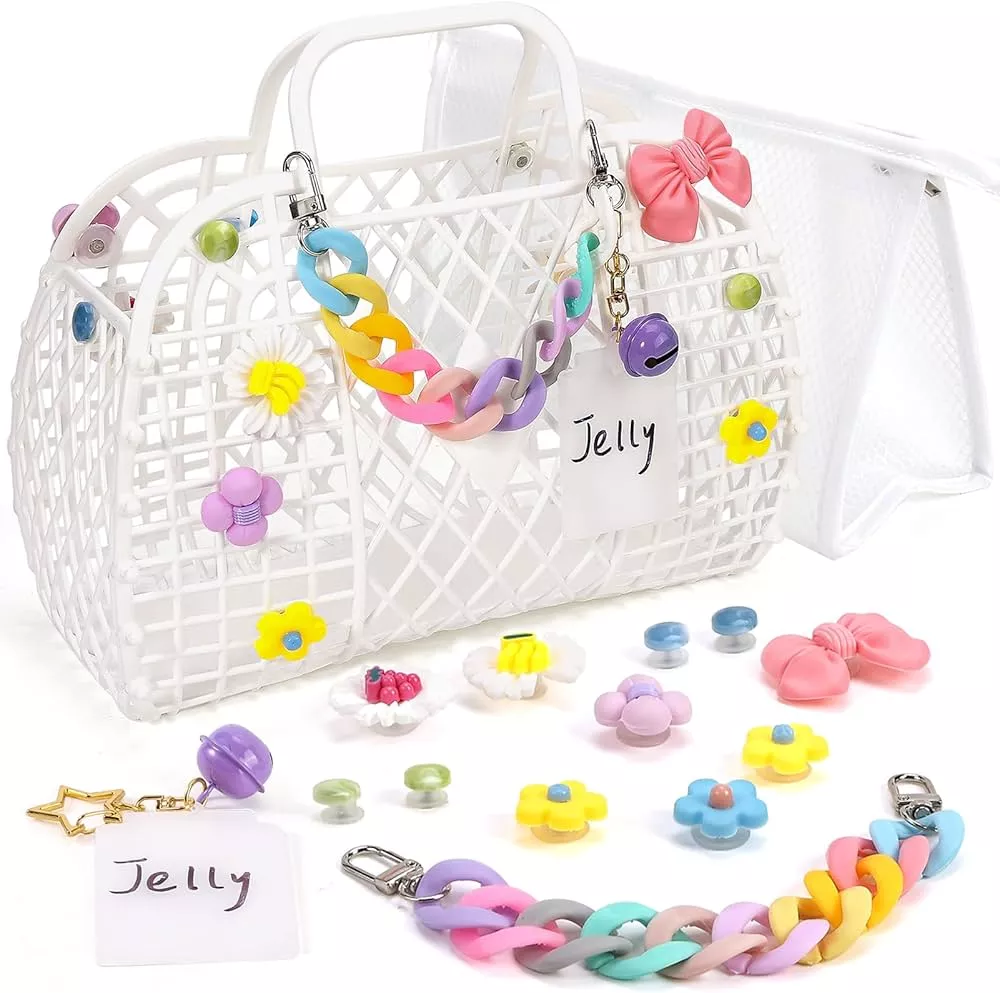  Auihiay Pink Jelly Bag Plastic Gift Basket Girls Jelly
