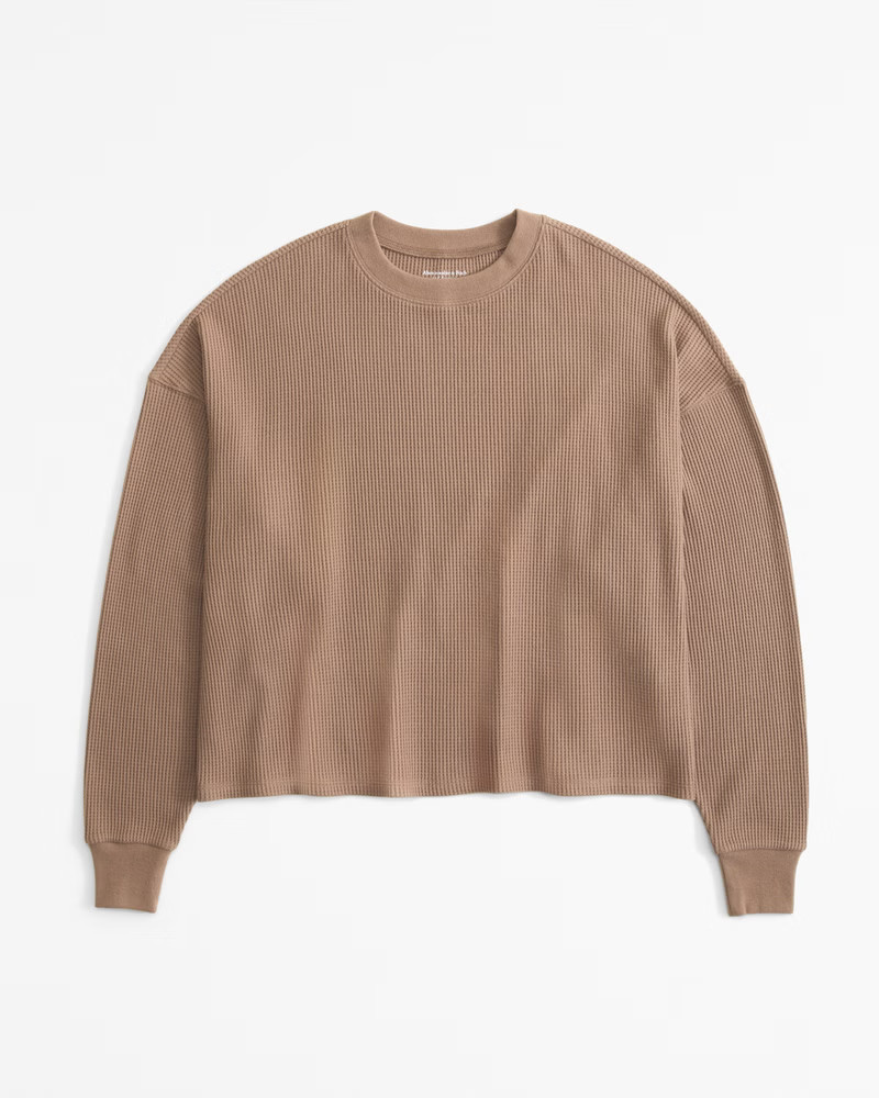 Long-Sleeve Oversized Dolman Waffle Tee | Abercrombie & Fitch (US)