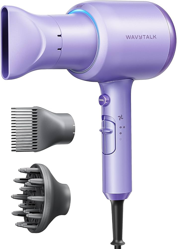 Wavytalk Blow Dryer with Diffuser, Blown Away Ionic Hair Dryer for Curly Hair with Comb, 1875W Fa... | Amazon (US)