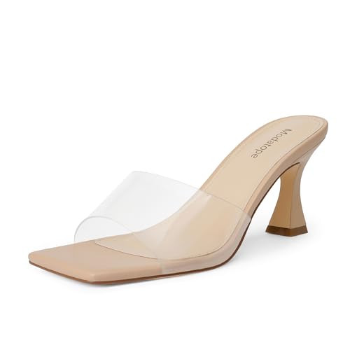 Modatope Summer Clear Heeled Sandals Open Toe High Heel Slip On Sandal Heels for Women Size 8.5 | Amazon (US)